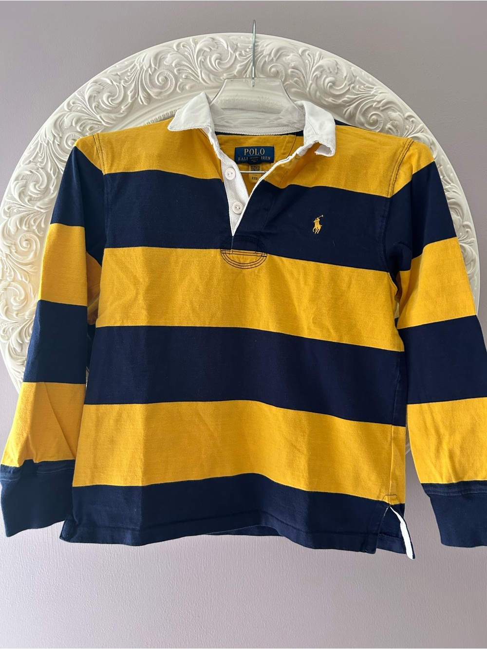 Polo by Ralph Lauren Kids Navy & Yellow Striped Rugby Shirt